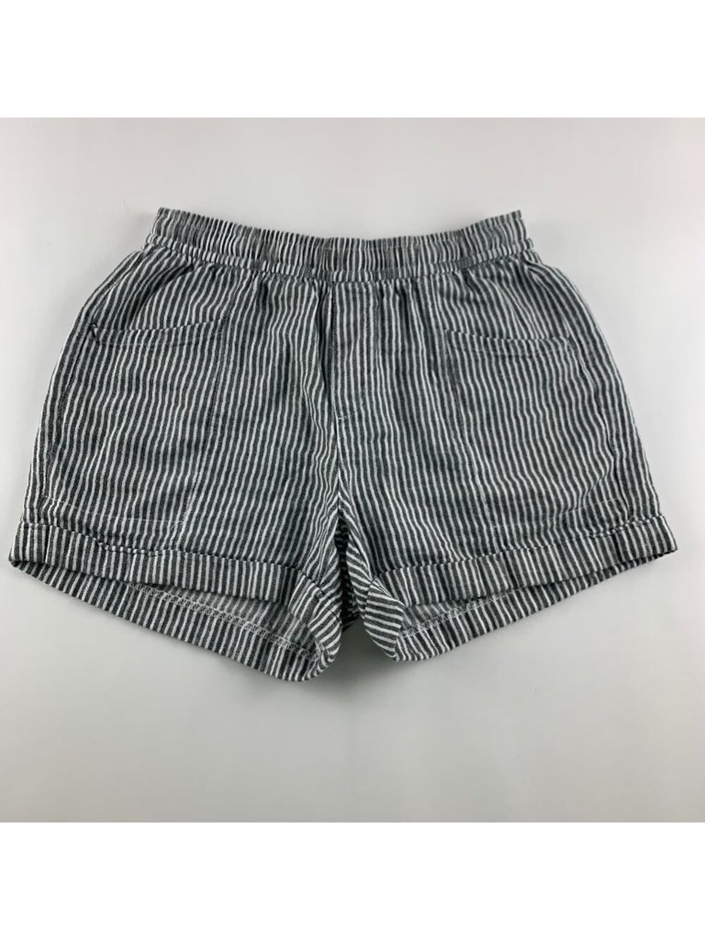 Old Navy Black White Striped High Rise Linen Blend Pull On Shorts XS - Picture 1 of 5